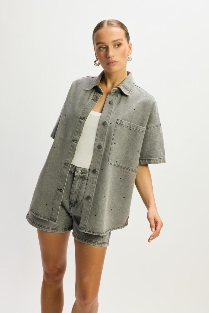 WOVEN SHORT STUDS ZAAR R2505272689 996 MID GREY